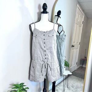 Mudd Beige Y2K Stylish Button-Up Romper